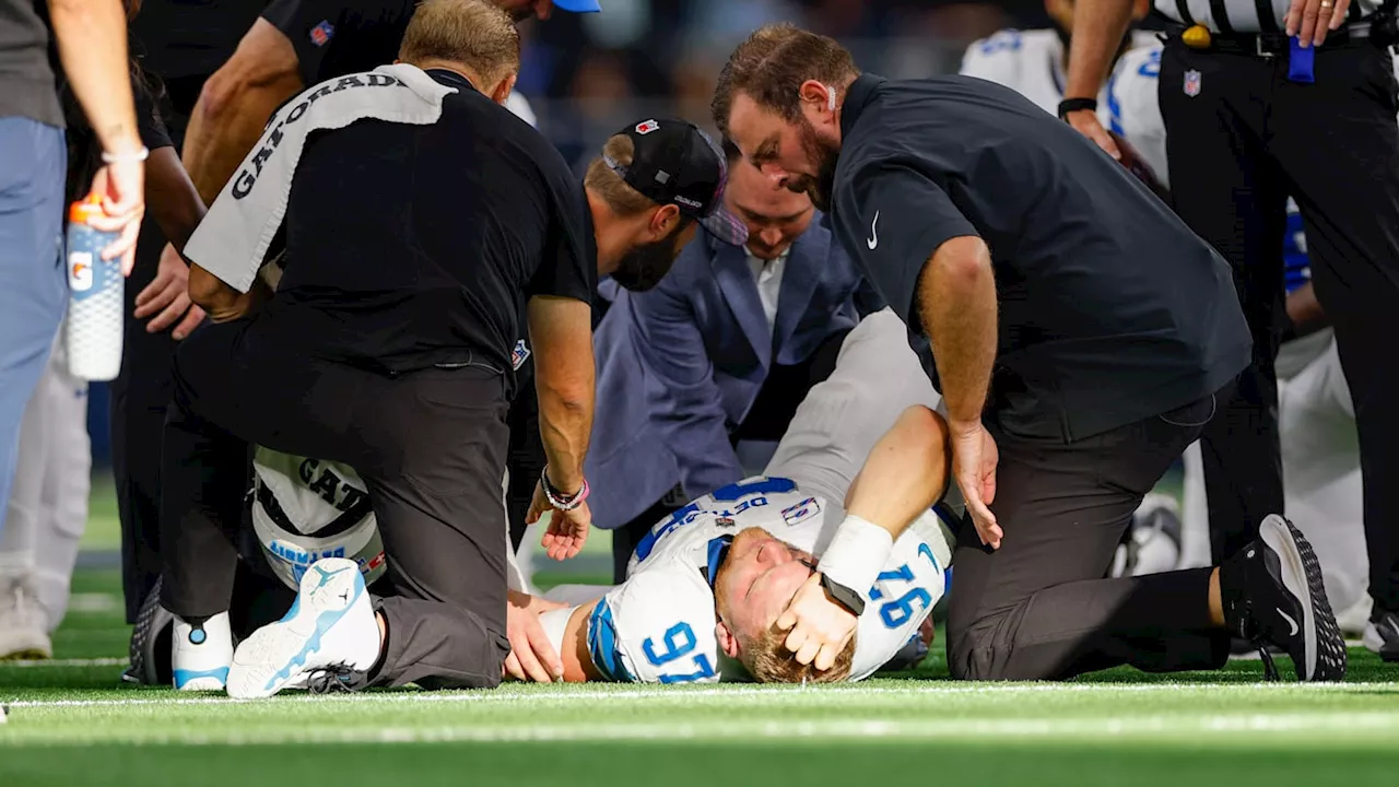 Aidan Hutchinson suffers gruesome leg injury in Lions' win over Cowboys