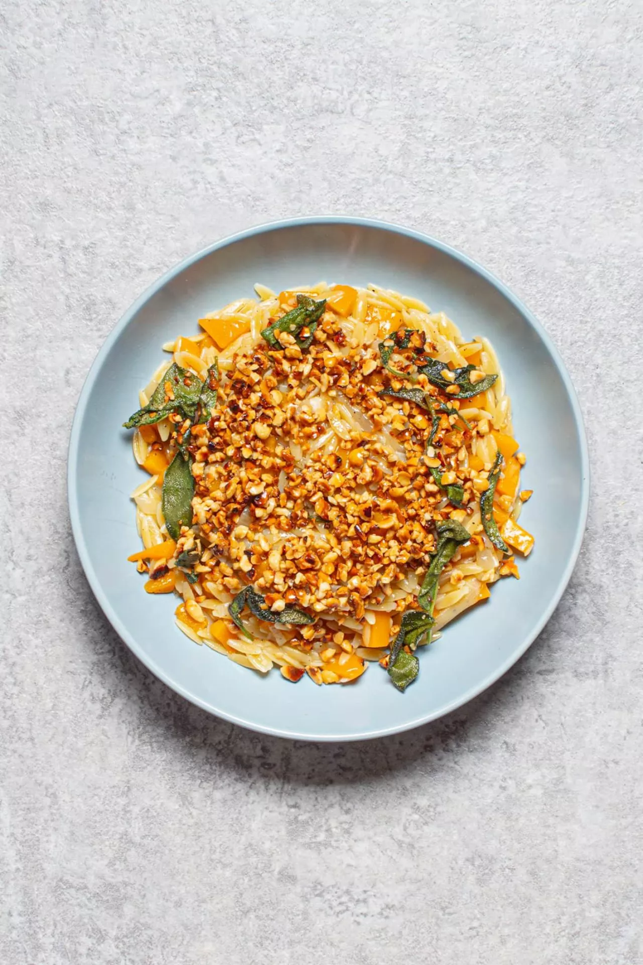 Autumn Orzo Salad With Crispy Hazelnuts And Sage