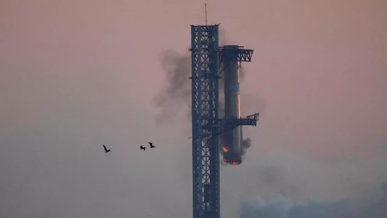 Mechanical SpaceX arms 'catch' Starship rocket booster at landing pad