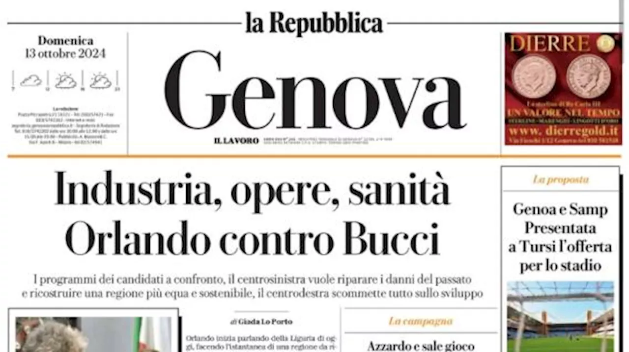 La Repubblica-Genova: 'Genoa e Samp, presentata a Tursi l'offerta per lo stadio'