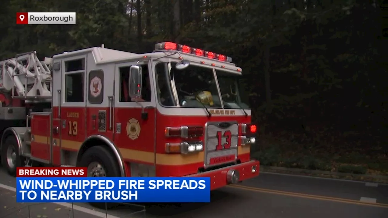 Brush fire quickly erupts into 3-alarm blaze in Roxborough