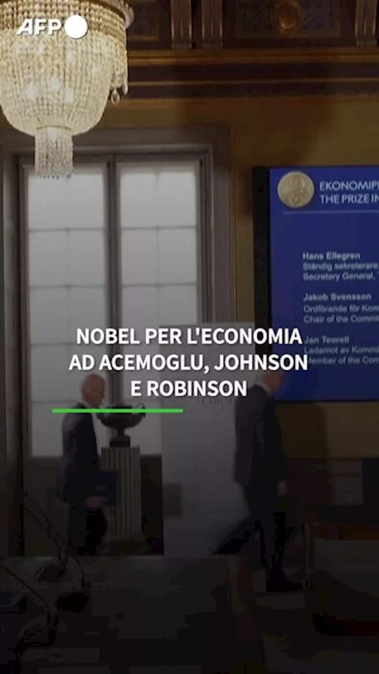 Nobel per l'economia ad Acemoglu, Johnson e Robinson