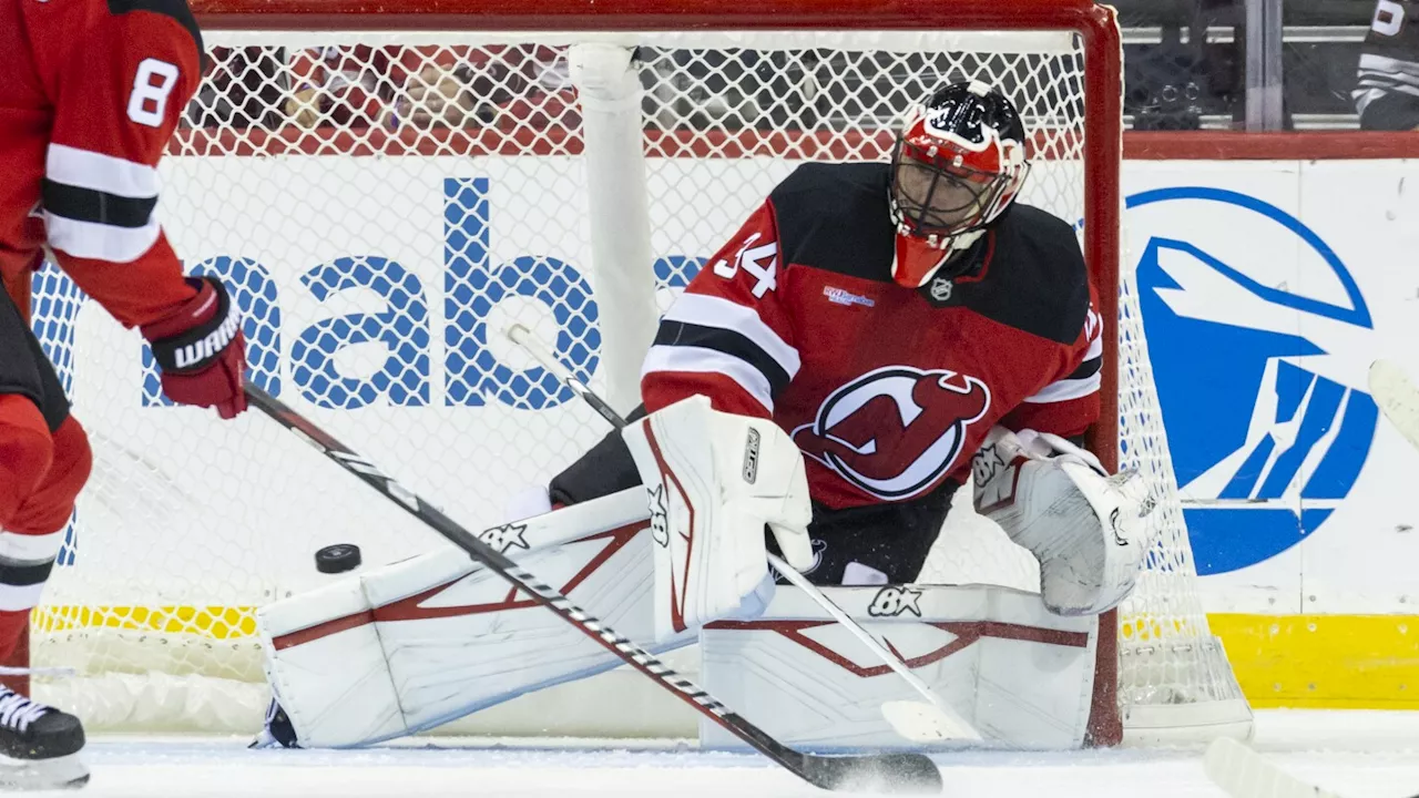 Jake Allen gets his 1st shutout with the Devils, who beat Utah 3-0