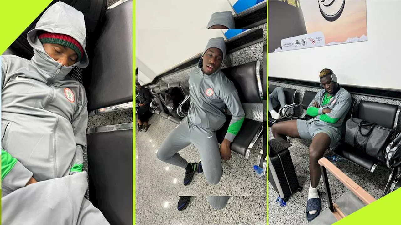 Photos Emerge As Stranded and Drained Super Eagles Players Remain at Libyan Airport