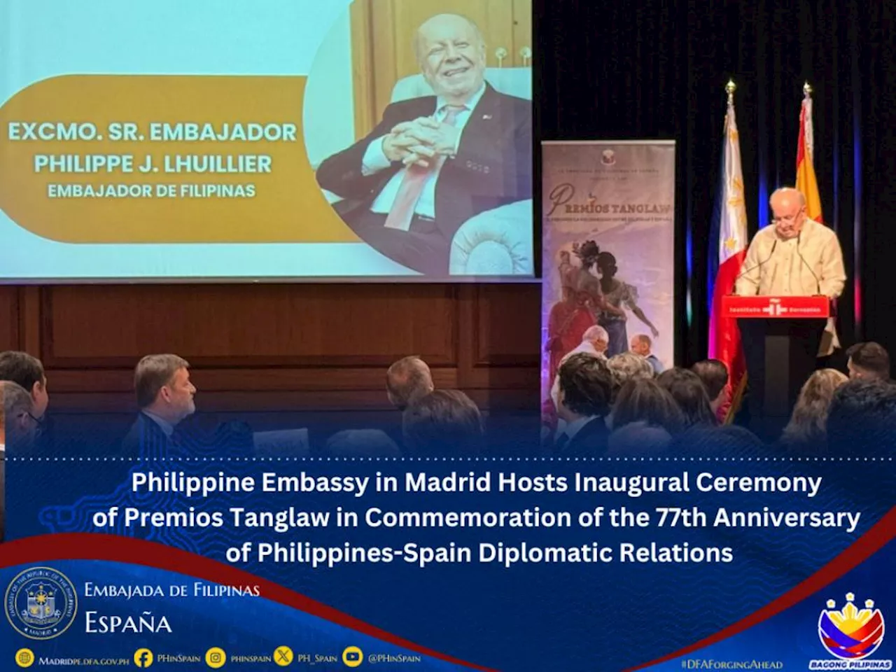 PHL Embassy in Madrid hosts inaugural ceremony of Premios Tanglaw celebrating 77th year of PHL-Spain diplomatic relations