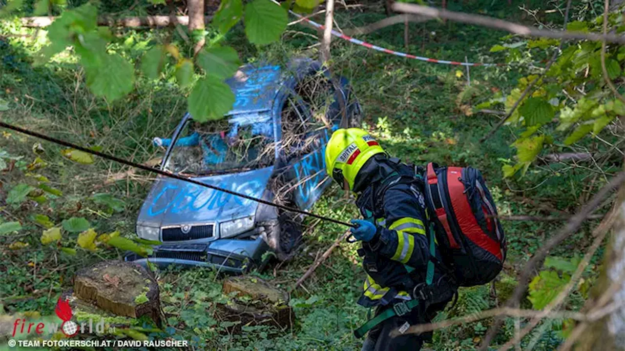 Oö: Pkw-Absturz und interner Notfall als Übungsthema in Spital am Pyhrn