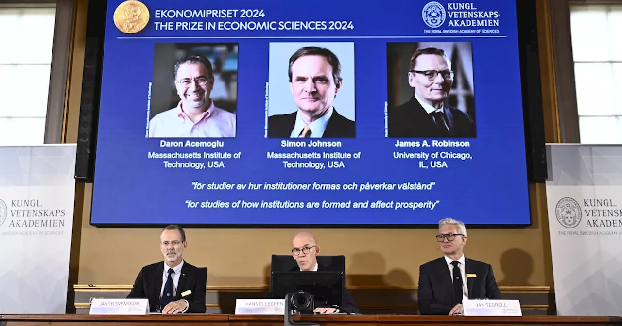 Nobel Prize in economics awarded to Daron Acemoglu, Simon Johnson and James Robinson