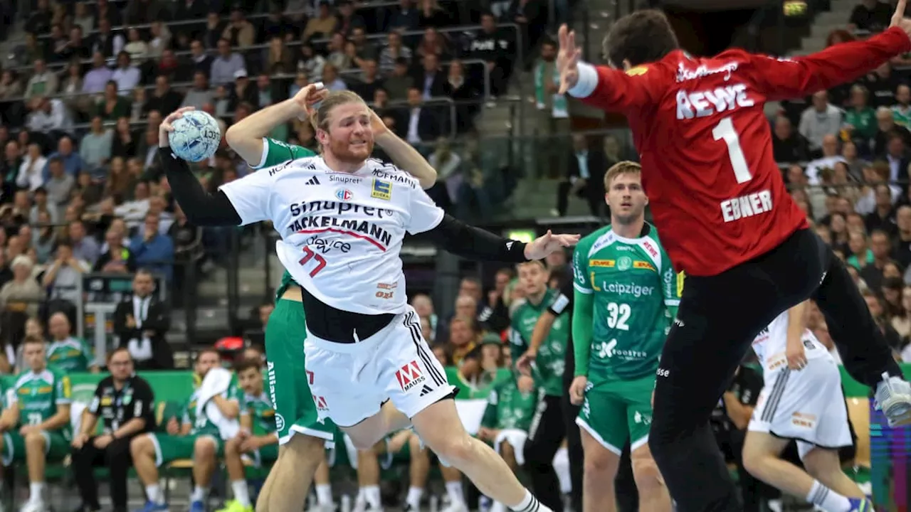 Keeper Domenico Ebner vom SC DHfK Leipzig zieht HC Erlangen in der Handball-Bundesliga den Zahn