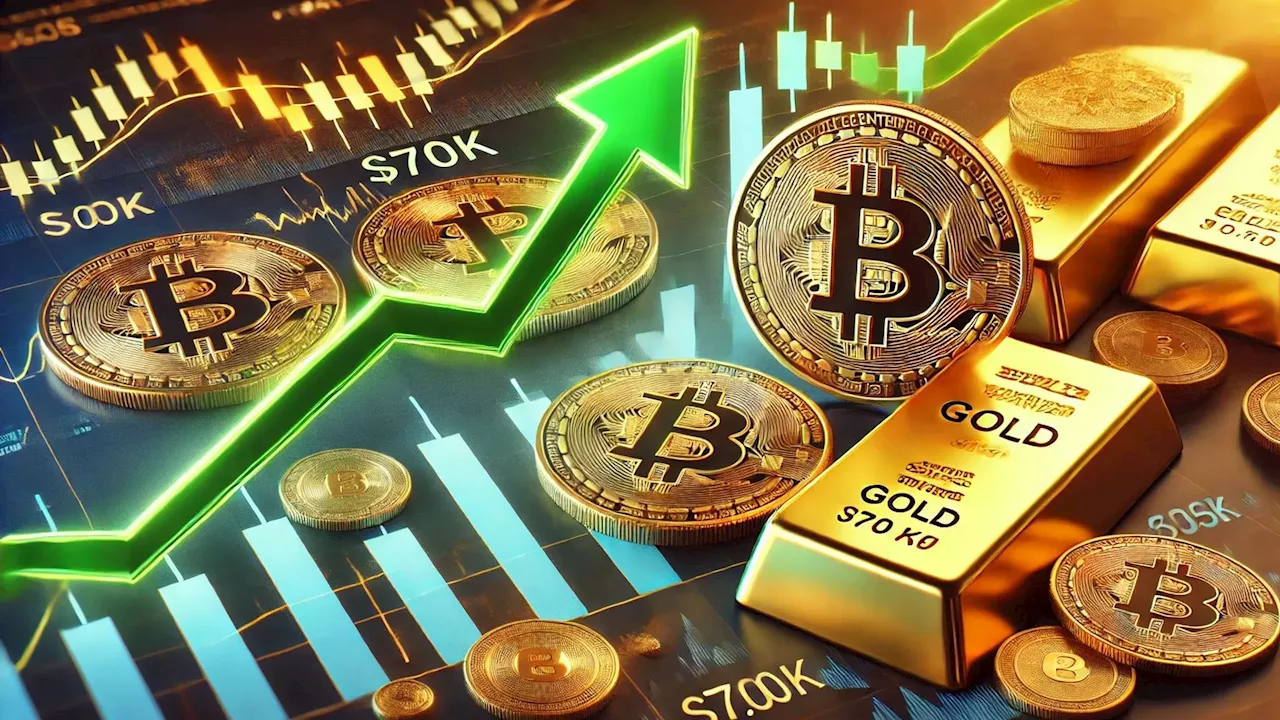 Gold lags as Bitcoin and stocks rally, BTC bulls target $70k