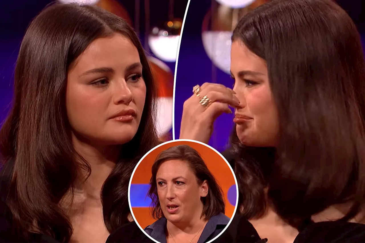 Selena Gomez breaks down crying on TV over actress Miranda Hart's mental health story