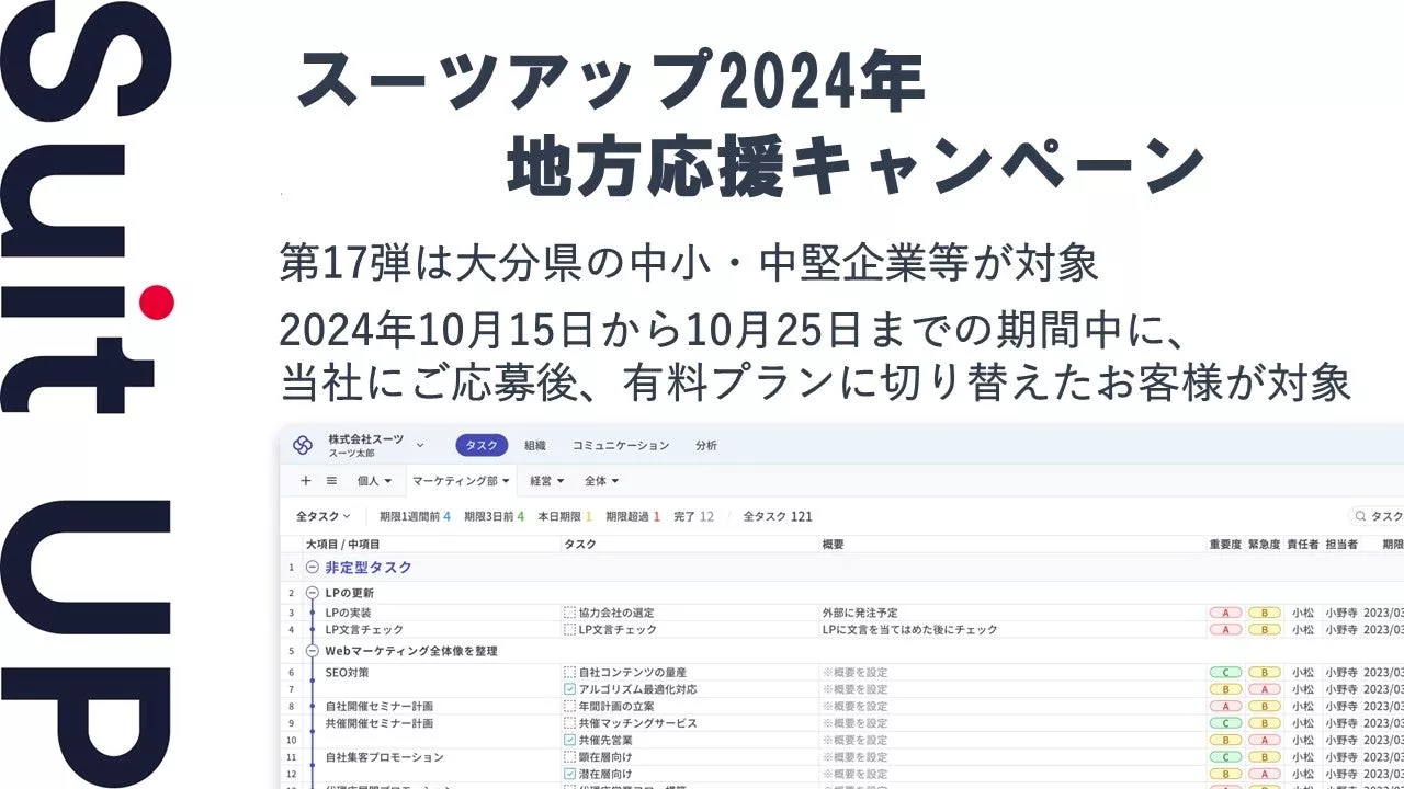 「スーツアップ2024年地方応援キャンペーン」第17弾（大分県）のお知らせ