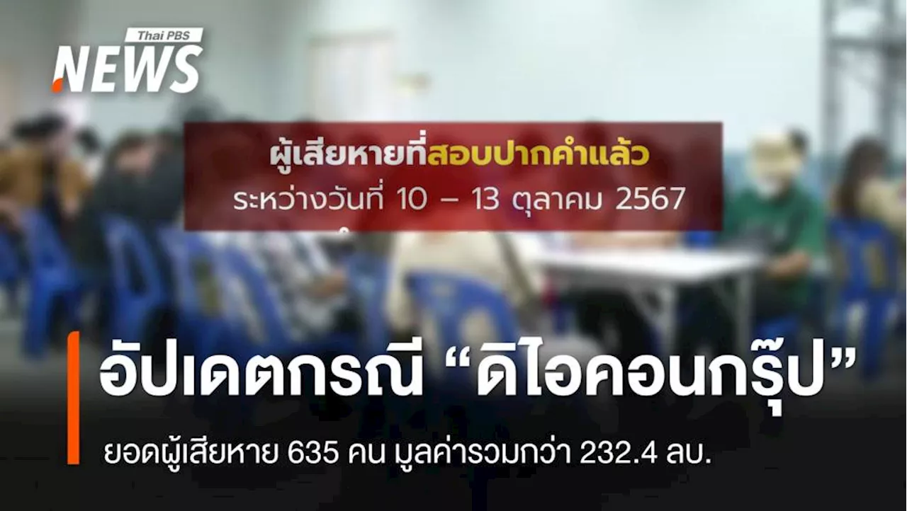 ปคบ.เผยล่าสุดยอดผู้เสียหาย 'ดิไอคอนกรุ๊ป' 635 คน มูลค่ารวมกว่า 232.4 ล้านบาท