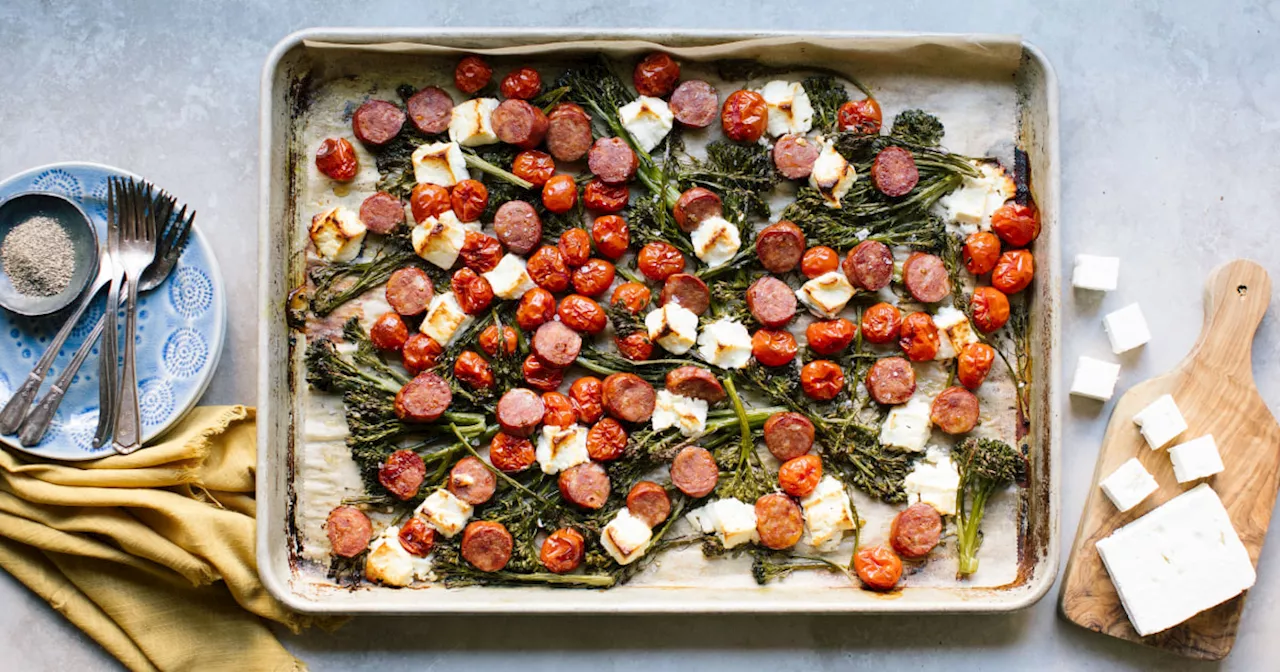 Sheet-Pan Sausage, Broccolini, Feta and Tomatoes Recipe