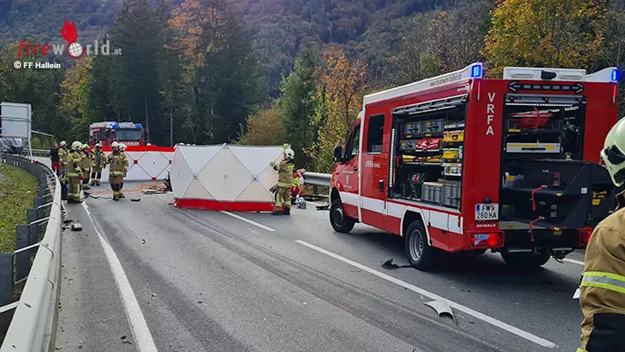 Sbg: Ein Toter bei Zusammenstoß zwischen Lkw und Pkw auf B 159 bei Bad Vignaun