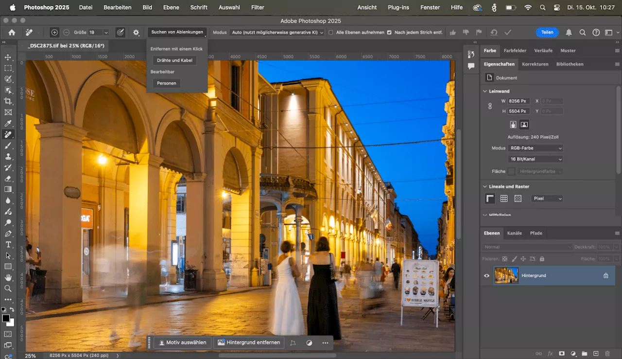 Photoshop retuschiert störende Motive automatisch