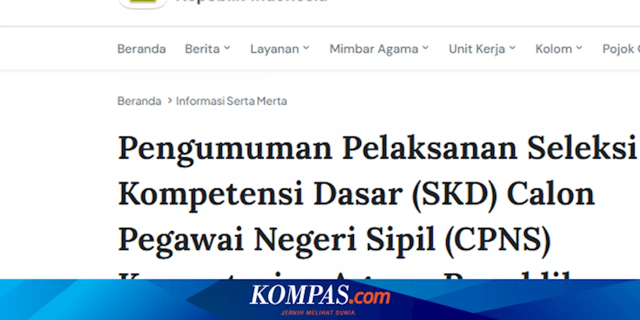 Cara Cek Pesaing, Jadwal, dan Lokasi Tes SKD CPNS Kemenag 2024