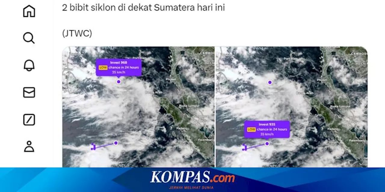 Dua Bibit Siklon Tropis Terdeteksi di Dekat Sumatera, Ini Dampaknya bagi Indonesia