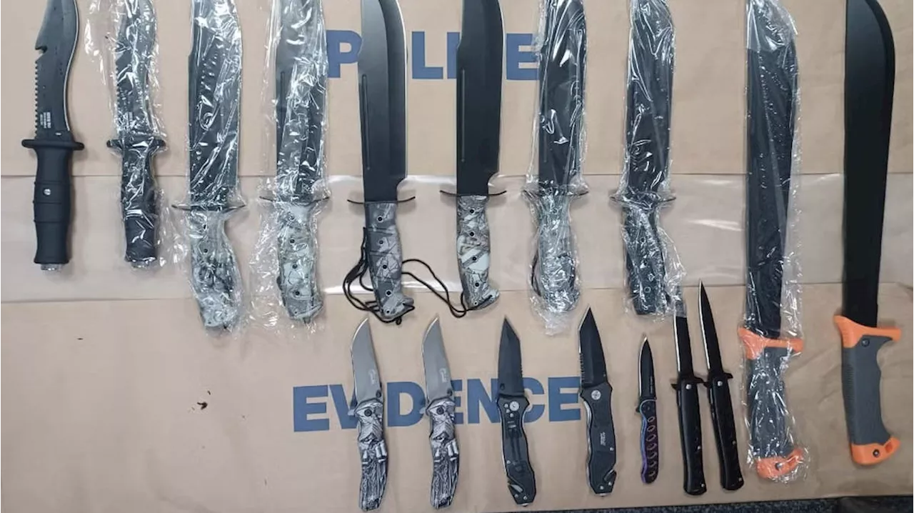 Man carrying 18 knives arrested outside London train station after stop and search