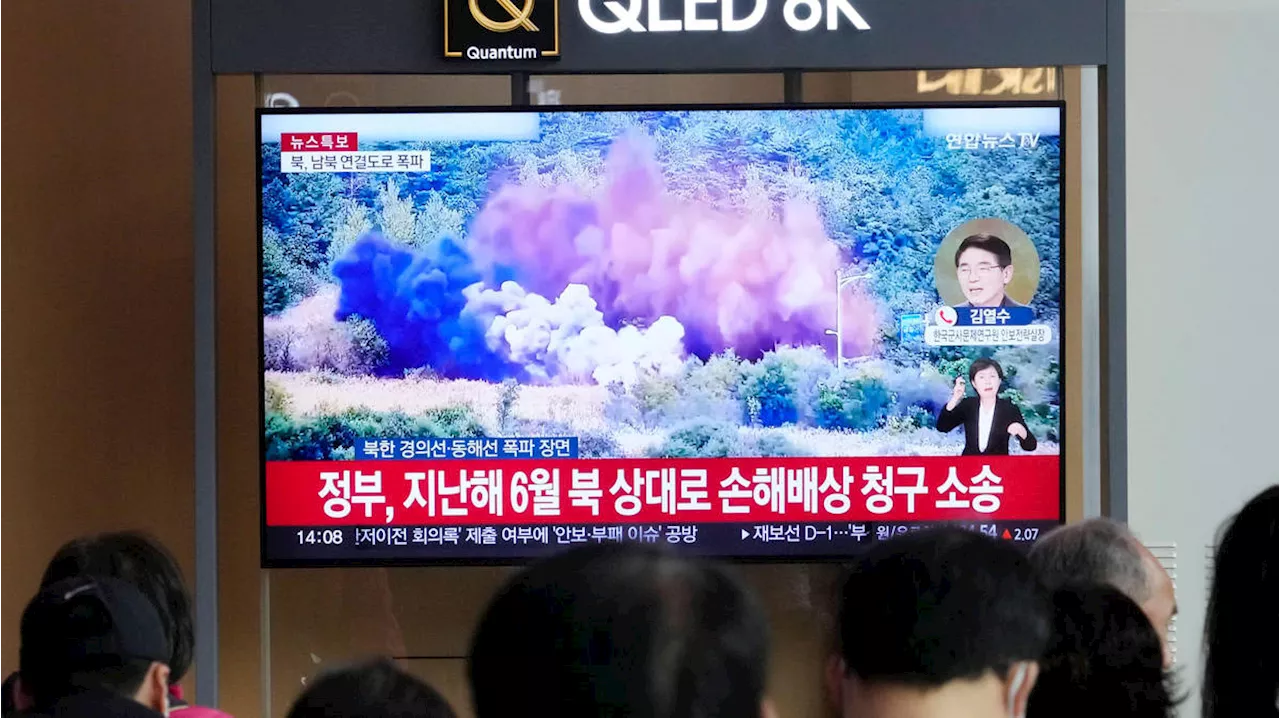 North Korea blows up road connecting to South Korea, prompting warning shots from South