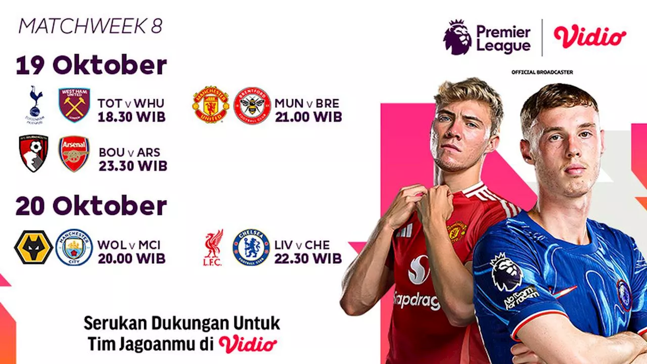 Jadwal Live Streaming Liga Inggris 2024/2025 Matchweek 8 di Vidio