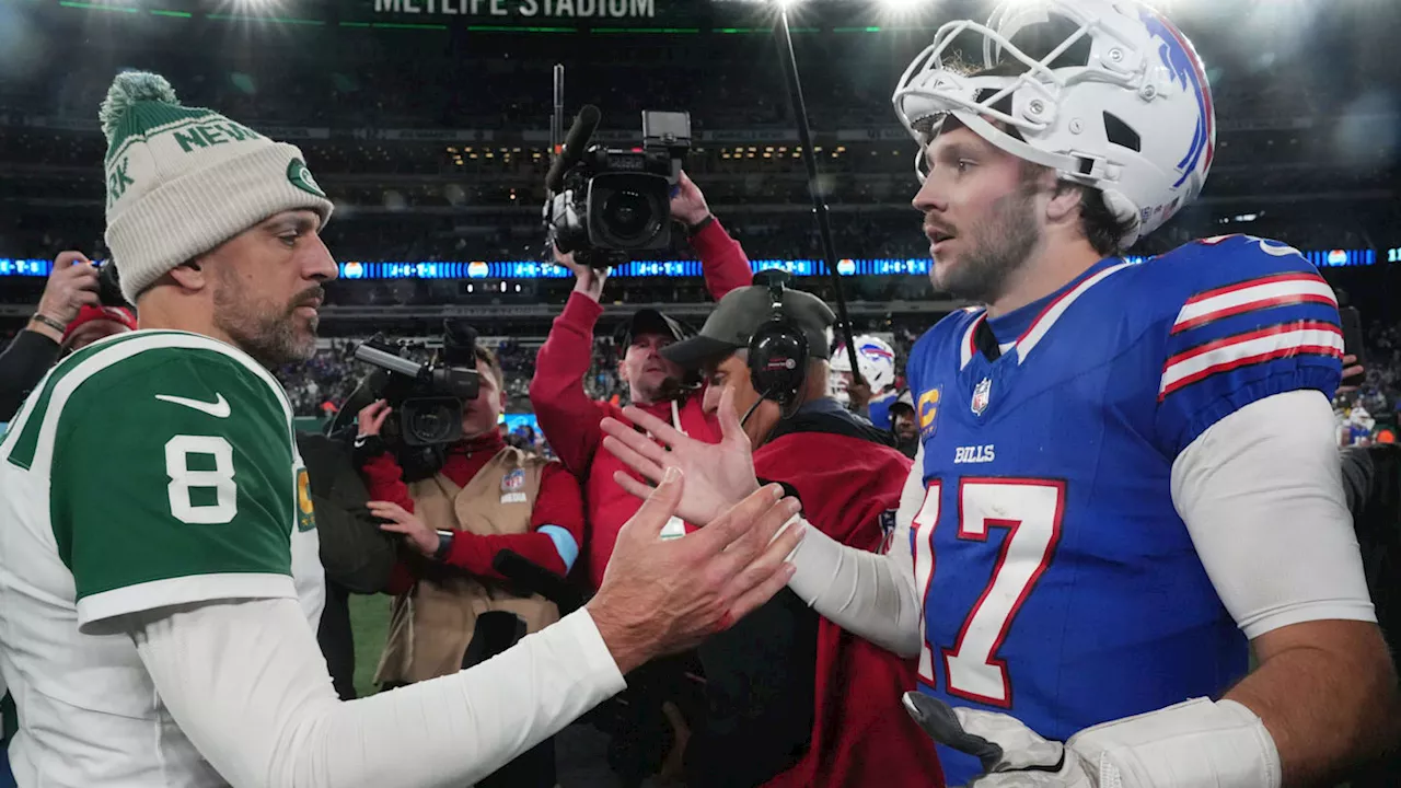 Josh Allen Embraced a Devastated Aaron Rodgers After Bills Beat Jets