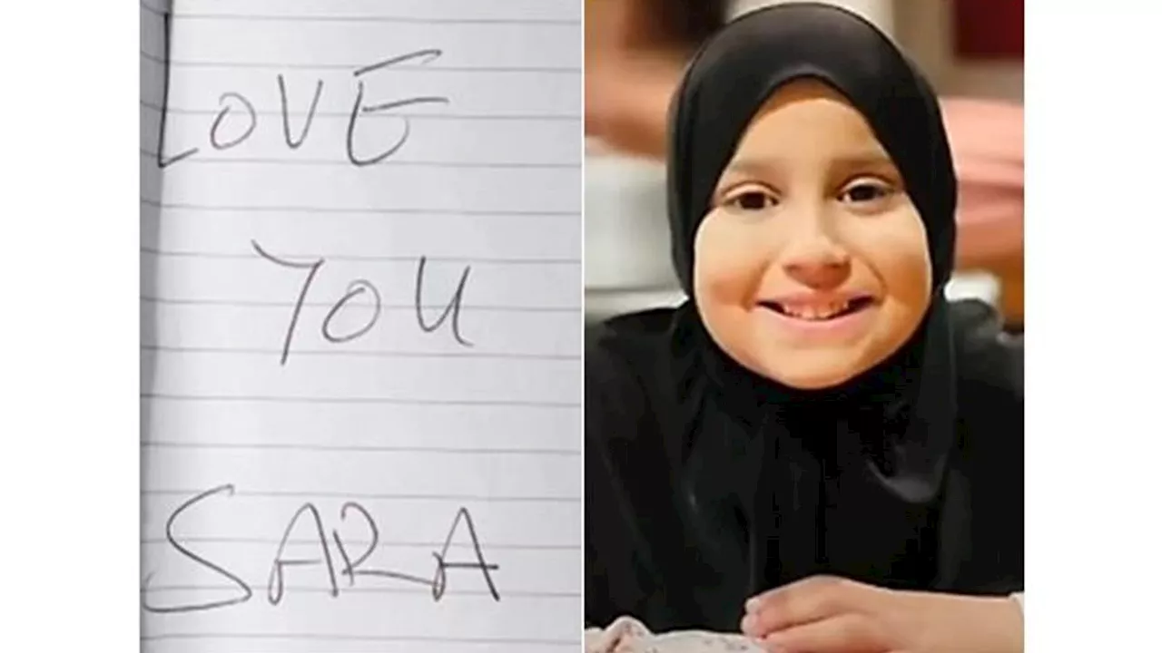Father's note left under Sara Sharif's pillow admitting he killed her 'by beating' pictured