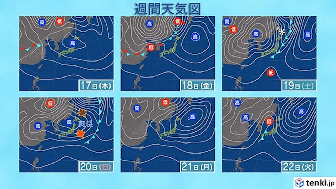 週末は一気に季節が進む 北海道では初雪の可能性も 関東でも朝晩はコートが必要(気象予報士 福田 浩昭 2024年10月15日)