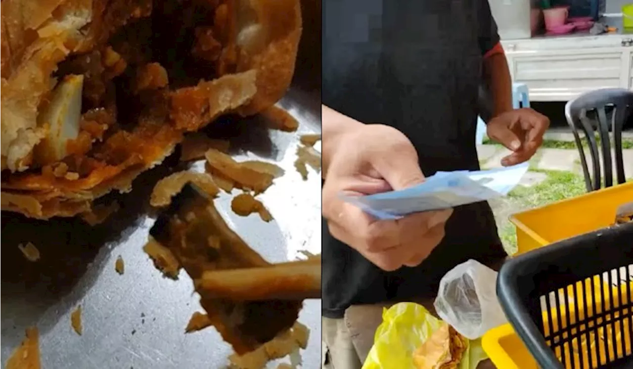 [Watch] Cigarette Butt Found In Puchong Curry Puff, Seller Offers RM3 Refund