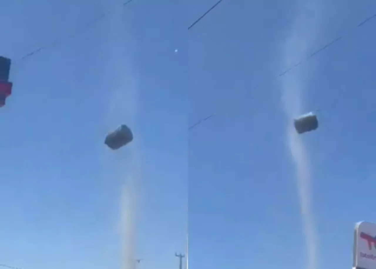 Heavy Drum Tossed Into Air By Dust Devil In Manyara, Tanzania