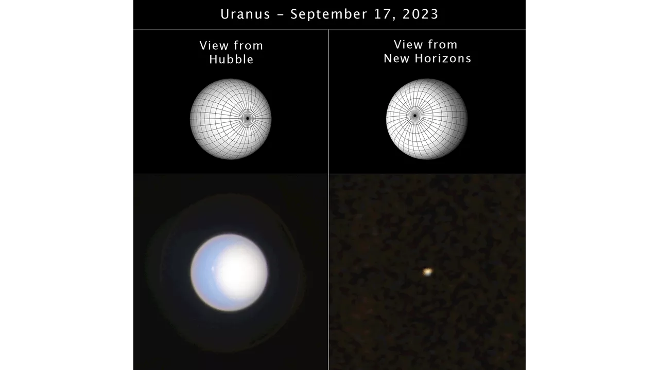 Hubble and New Horizons Look at Uranus at the Same Time