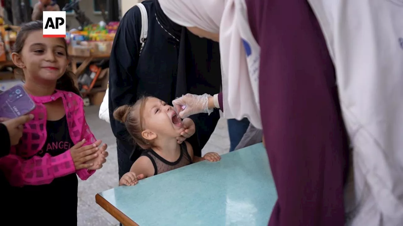 Children in Gaza receive polio vaccinations as health ministry launches second round of campaign