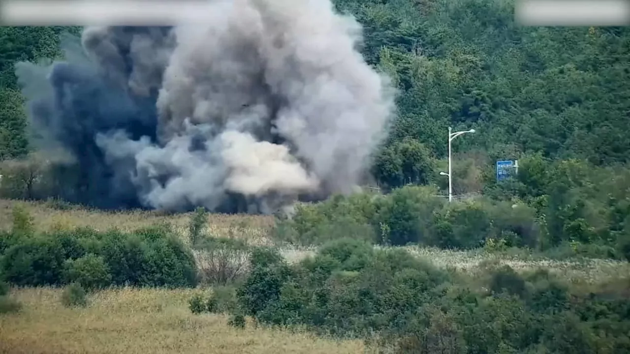 Watch: North Korea Blows Up Parts of Roads Connecting to South Korea