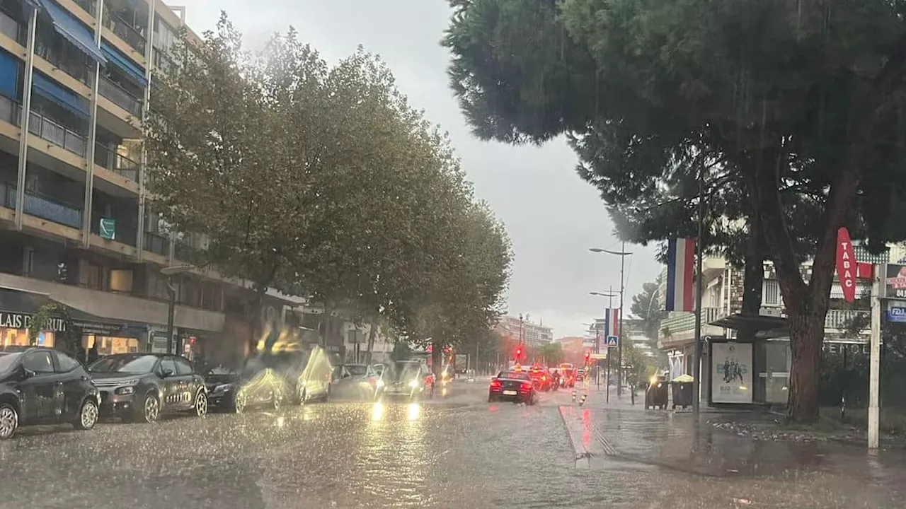 Ruissellement, routes inondées: les images des pluies intenses qui s'abattent sur les Alpes-Maritimes