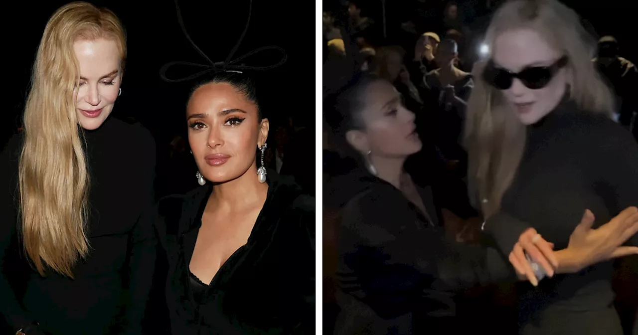 Nicole Kidman And Salma Hayek Seem To Have A Tense Moment At Paris Fashion Week