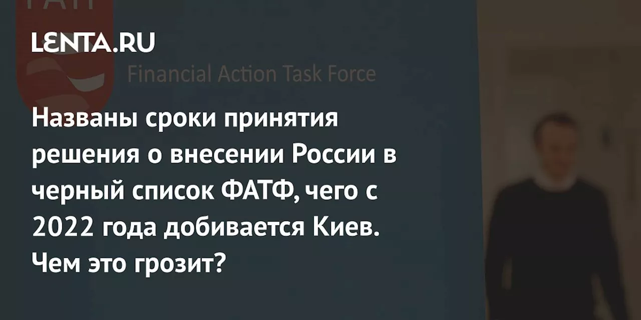 Названы сроки принятия решения о внесении России в черный список ФАТФ, чего с 2022 года добивается Киев. Чем это грозит?