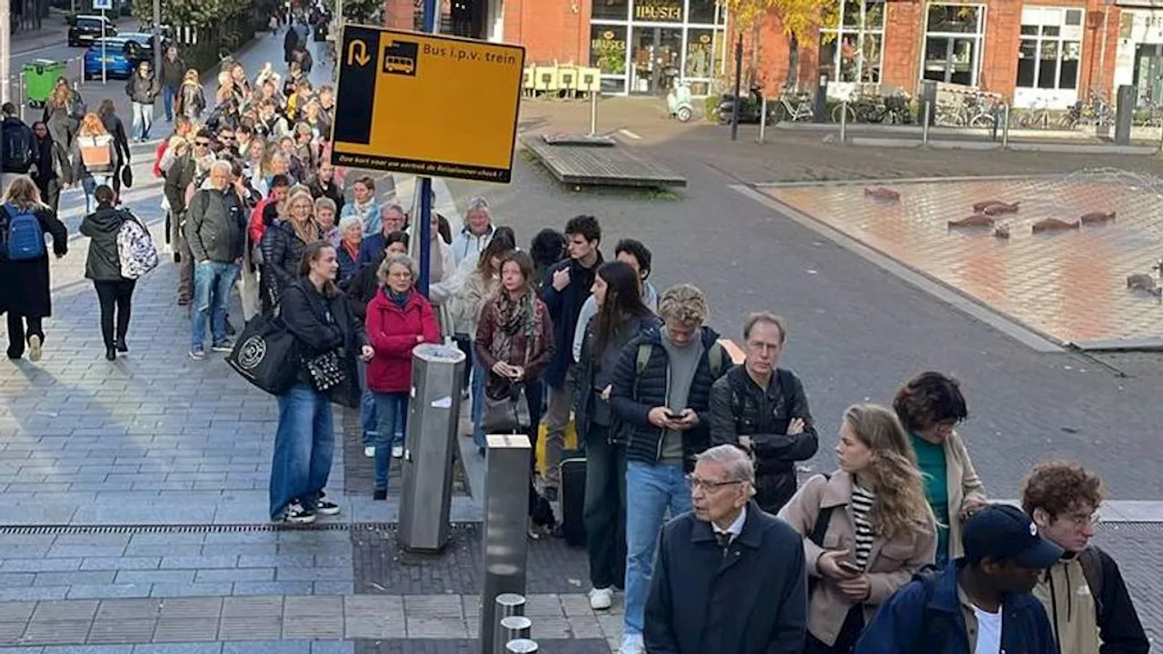 Geen treinen tussen Den Bosch en Utrecht, lange wachtrij voor bussen