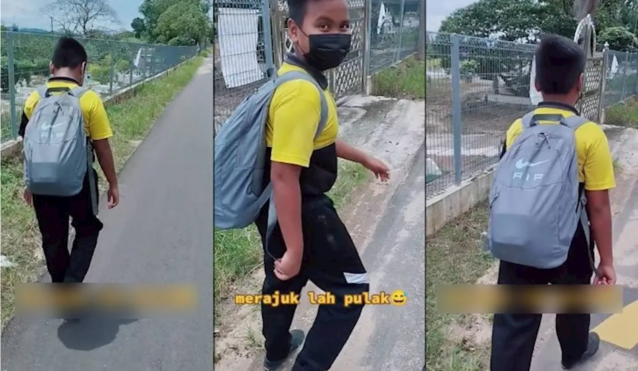 [Video] Gelagat Anak Jalan Kaki Kerana Merajuk Ayah Lambat Jemput Pulang Dari Sekolah Cuit Hati Ramai