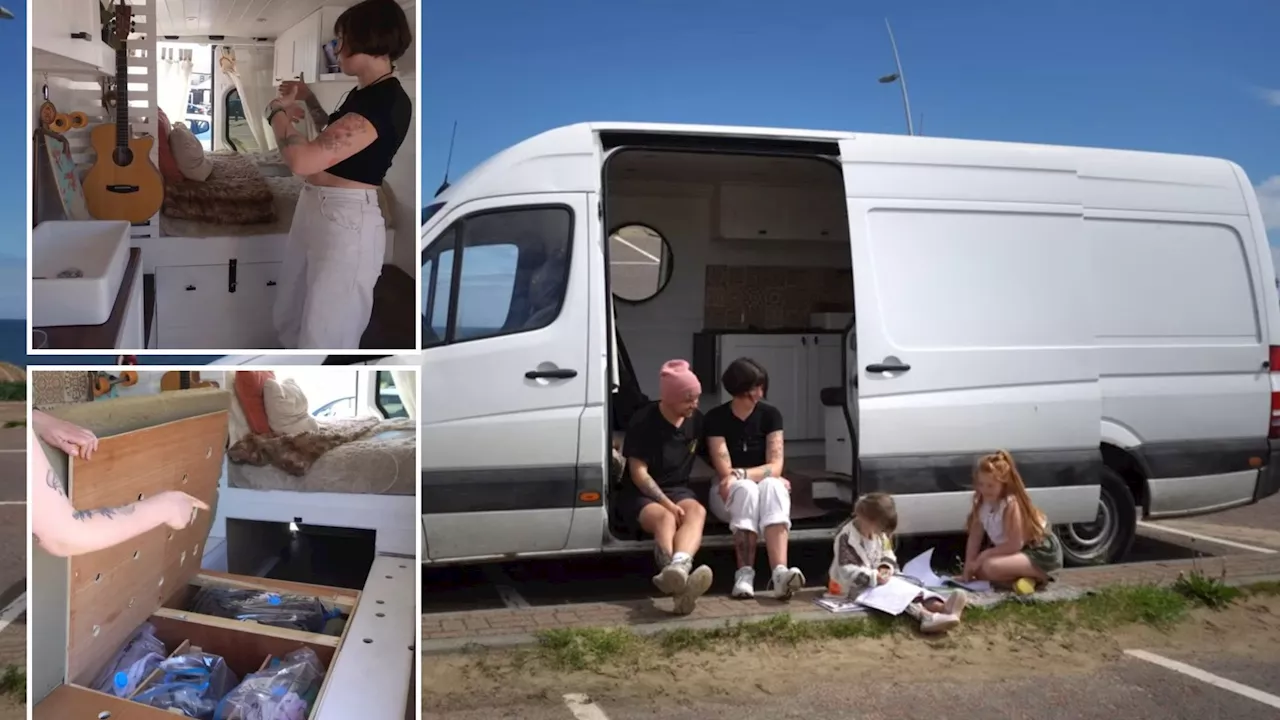 We ditched rented house & sold everything to live in a van with 2 kids… it takes seconds to clean but t...