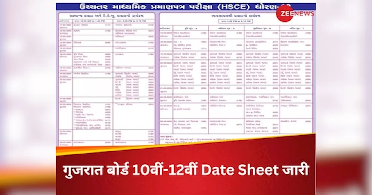 GSHSEB Date Sheet 2025: गुजरात बोर्ड 10वीं और 12वीं की परीक्षाएं 27 फरवरी से होंगी शुरू, आ गया टाइमटेबल