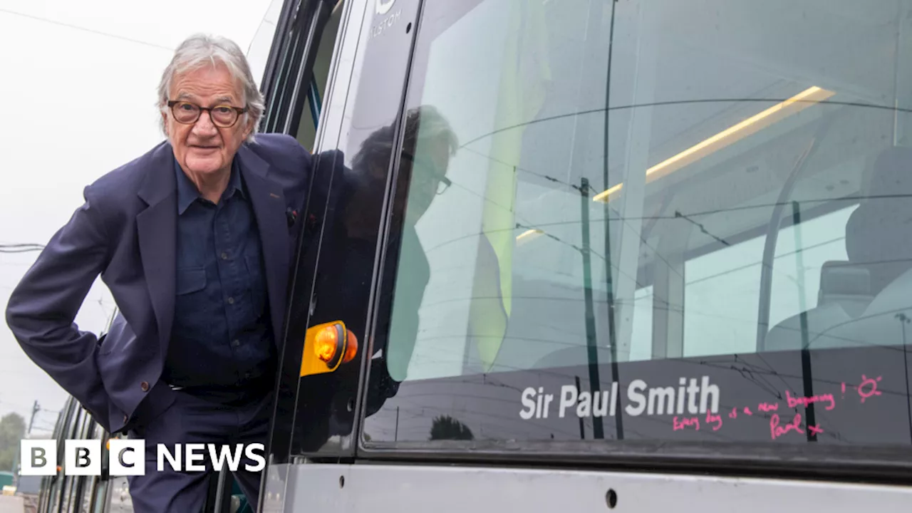 Sir Paul Smith unveils Nottingham tram named in his honour