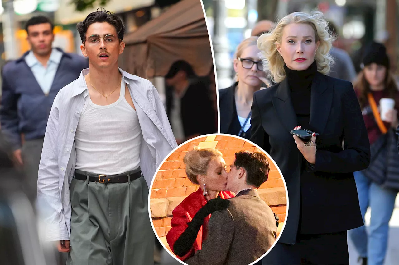 Timothee Chalamet, 28, passionately kisses Gwyneth Paltrow, 52, for 'Marty Supreme'