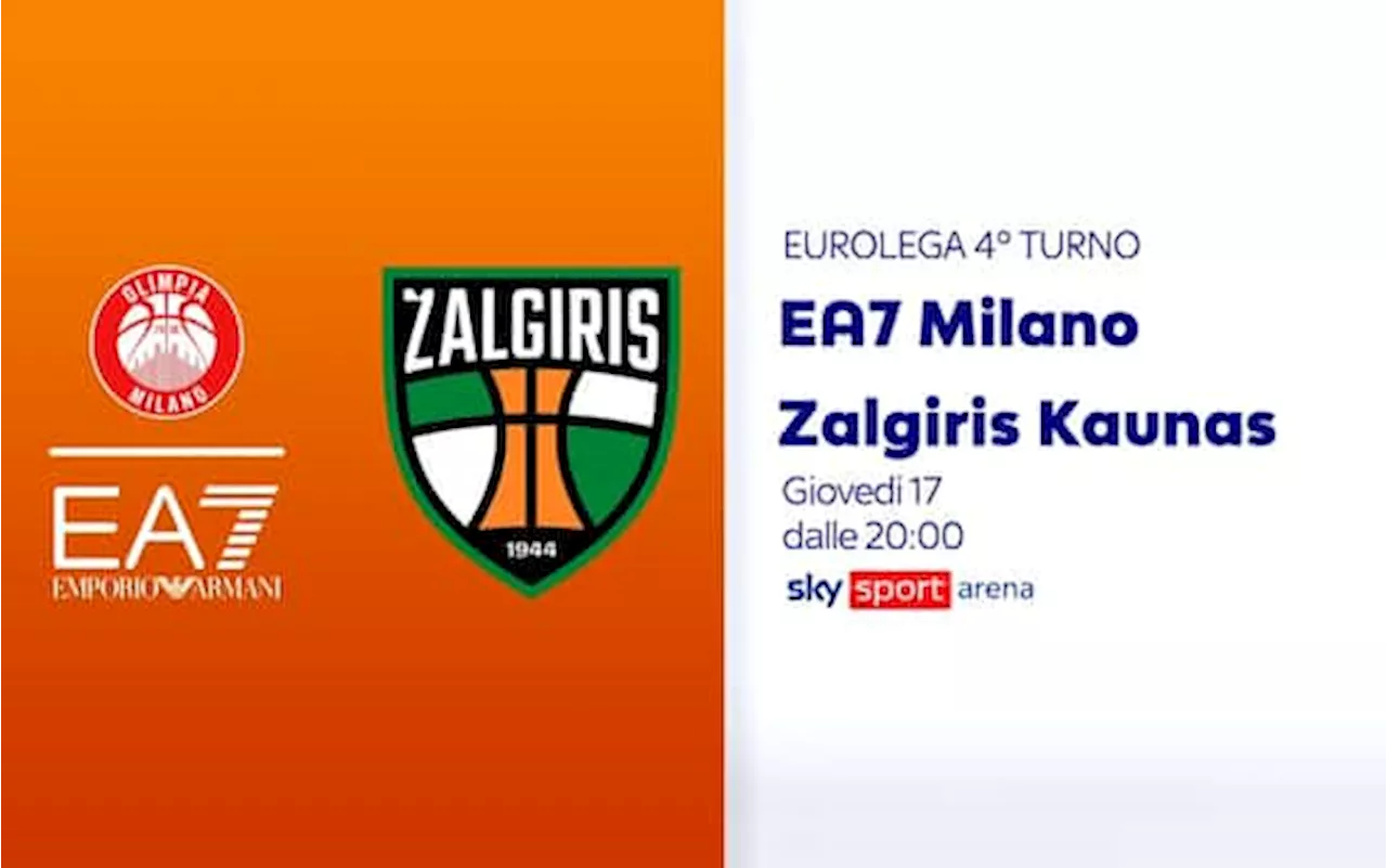 Olimpia Milano-Zalgiris Kaunas in Eurolega: dove vedere la partita in tv e streaming