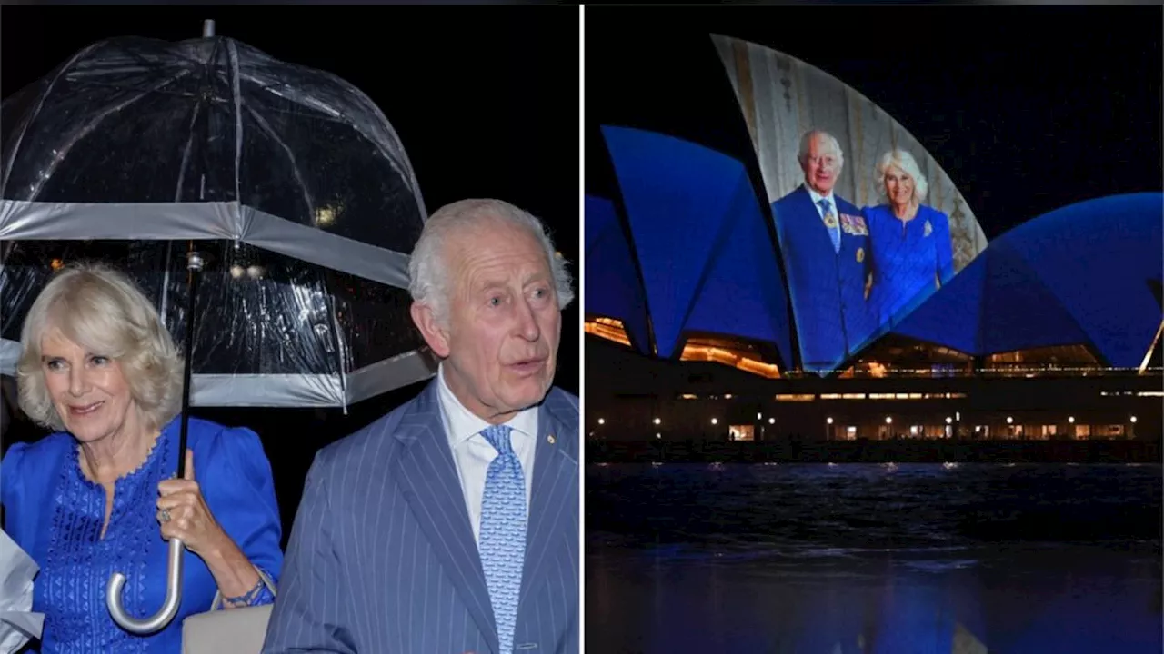 König Charles und Königin Camilla: Wolkenbruch und Illumination bei Ankunft in Sydney