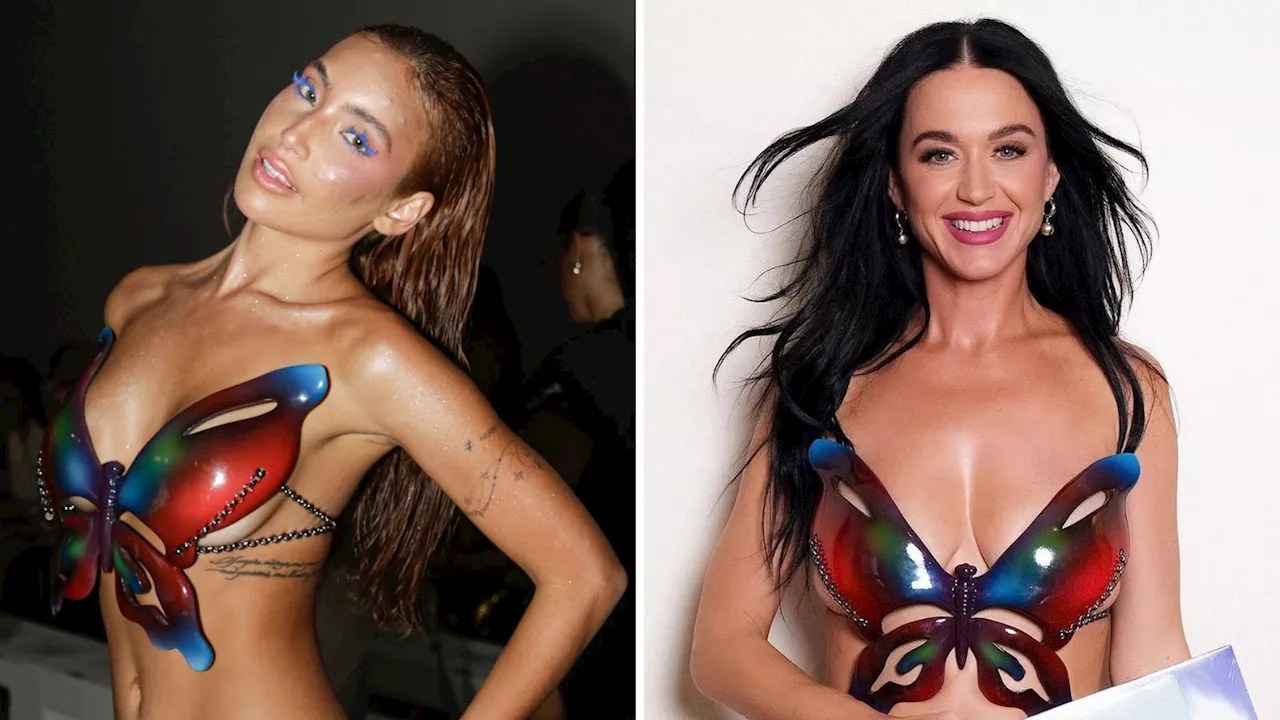 Na SPFW, Vanessa Lopes repete top 3D de borboleta usado por Katy Perry