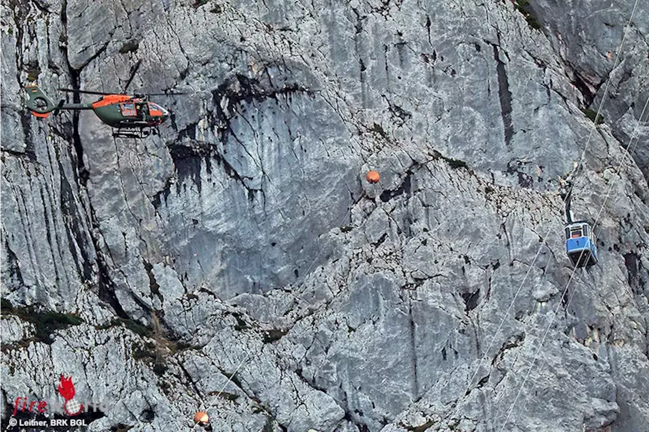 Bayern: Bergwacht und Bundeswehr retten 14 Betroffene nach technischem Defekt aus Seilbahn-Kabine am Berg