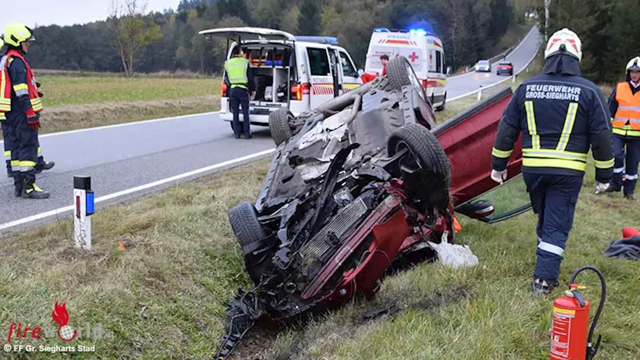 Nö: Personenrettung nach Pkw-Überschlag bei Groß Siegharts