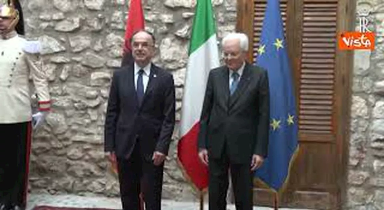 Mattarella e il Presidente della Repubblica d'Albania Begaj a Piana degli Albanesi