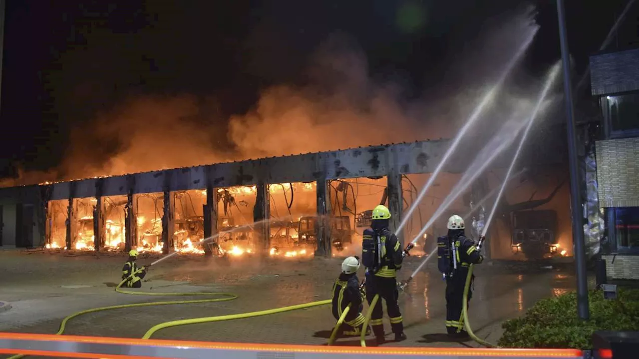 Blaze burns down a brand-new fire station in Germany that lacked fire alarms