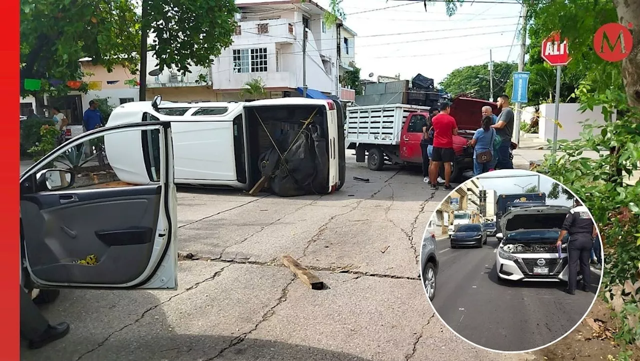 Omisión en señal de alto ocasiona choque y volcadura en Ciudad Madero