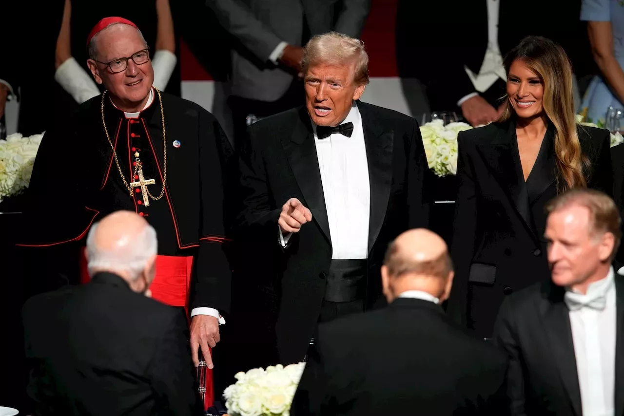 Trump attends Al Smith charity dinner with his wife while Harris